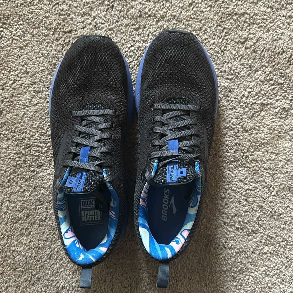 Brooks Revel‎ 5 Dick's Sporting Goods Running Shoes Black Blue 8.5